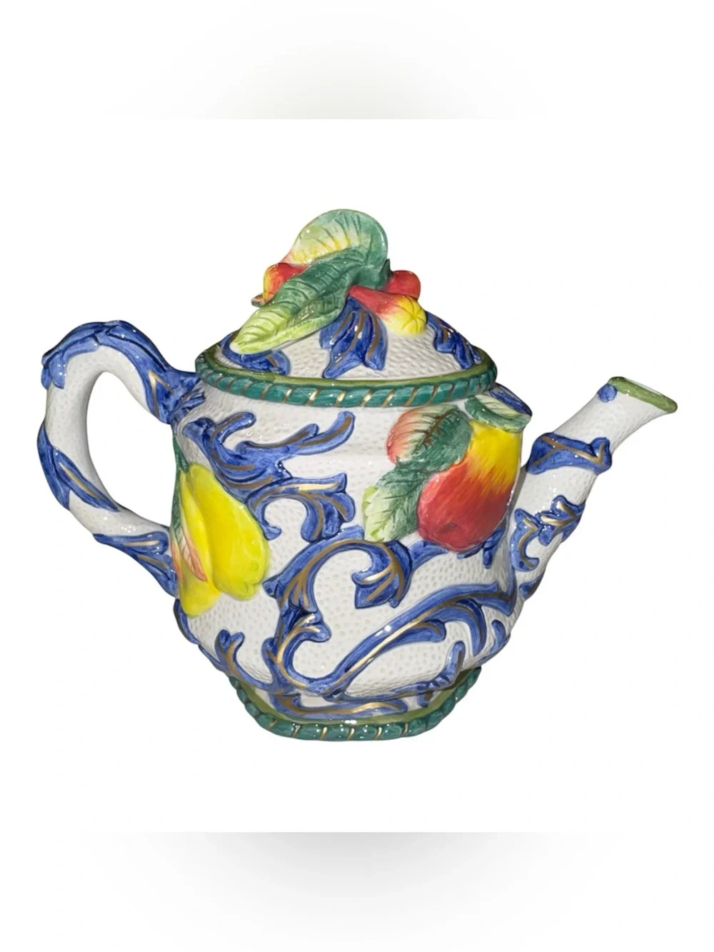 Vintage Fitz & Floyd Florentine Fruit Teapot with Lid